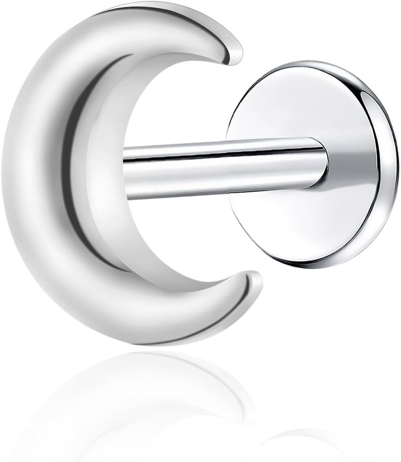 TOMIDES 1Pcs G23 Titanium Flat Back Earrings Studs 16g F136 Implant Grade Titanium Labrets Press Fit Threadless Push In Dainty Cartilage Helix Conch Lobe Lip Tragus Piercing Jewelry - Image 1
